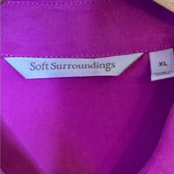 Soft Surroundings, hot pink, collared sleeveless silk dress with pockets sz  XL - Picture 3 of 9